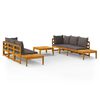 vidaXL Set muebles de jard&iacute;n 5 pzas cojines gris oscuro madera acacia