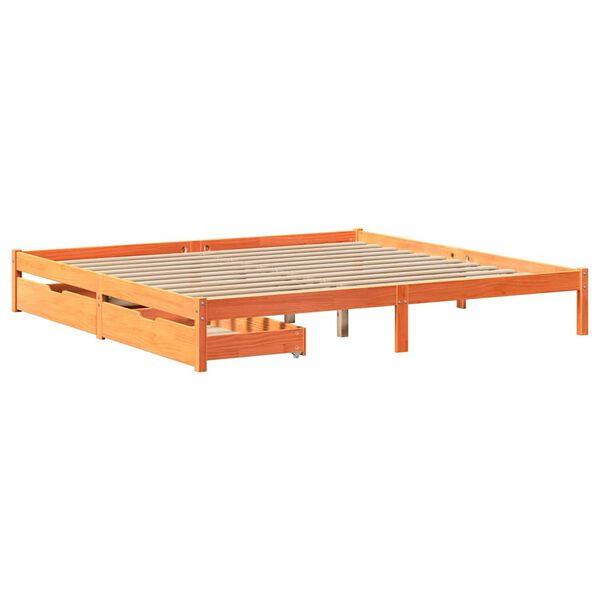 vidaXL Cama sin colch&oacute;n madera maciza de pino marr&oacute;n cera 180x200 cm