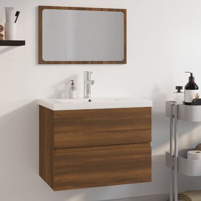vidaXL Set de muebles de baño madera contrachapada marrón roble