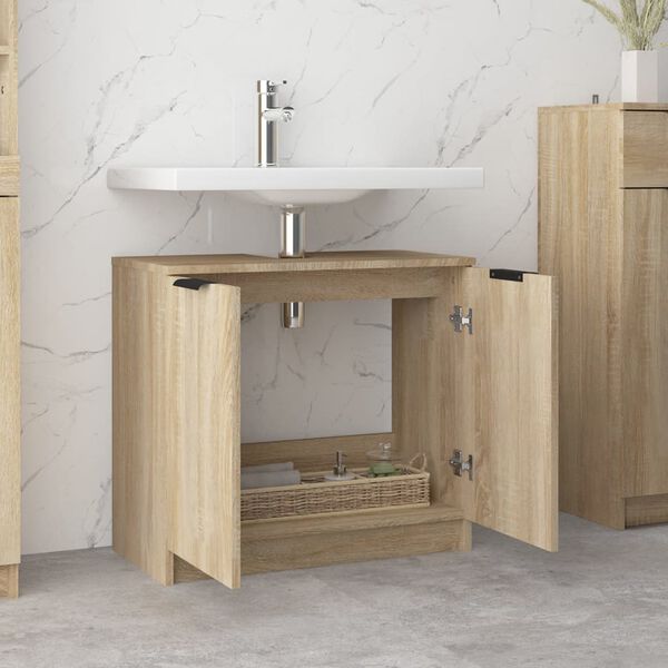 vidaXL Armario de ba&ntilde;o contrachapado roble Sonoma 64,5x33,5x59 cm