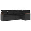 vidaXL Set de muebles de jard&iacute;n 5 pzas y cojines rat&aacute;n sint&eacute;tico negro