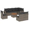 vidaXL Set de muebles de jard&iacute;n 9 pzas y cojines rat&aacute;n sint&eacute;tico gris