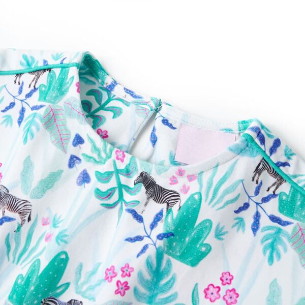 Vestido infantil color crudo y verde menta oscuro 116