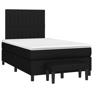 vidaXL Cama box spring con colch&oacute;n tela negro 120x190 cm