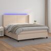 vidaXL Cama box spring colch&oacute;n LED cuero sint&eacute;tico capuchino 160x200cm