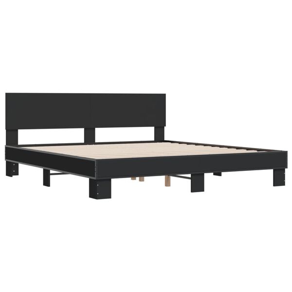 vidaXL Estructura de cama madera de ingenier&iacute;a y metal negro 180x200cm