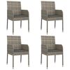 vidaXL Set comedor jardín 5 pzas y cojines ratán sintético negro gris