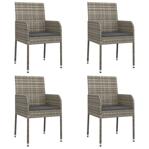 vidaXL Set comedor jardín 5 pzas y cojines ratán sintético negro gris