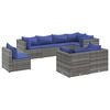 vidaXL Set de muebles de jard&iacute;n 8 pzas y cojines rat&aacute;n sint&eacute;tico gris