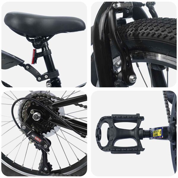 vidaXL Bicicleta Infantil 20 Pulgadas 6-Speed para 6-11 a&ntilde;os Negro