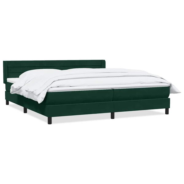vidaXL Cama box spring con colch&oacute;n terciopelo verde oscuro 180x220 cm