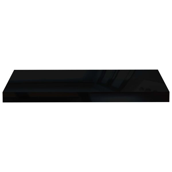 vidaXL Estante flotante de pared MDF negro brillante 60x23,5x3,8 cm