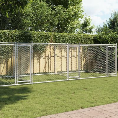 vidaXL Jaula de perros con puertas acero galvanizado gris 8x2x1,5 m