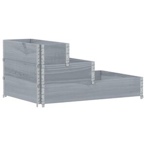 vidaXL Arriate elevado de 3 niveles madera maciza pino gris 120x80 cm