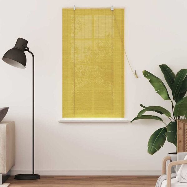 vidaXL Estor enrollable con cortinas Manual Amarillo 90 x 160 cm Bamb&uacute;