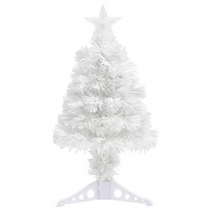 vidaXL &Aacute;rbol de Navidad artificial con luces fibra &oacute;ptica blanco 64 cm