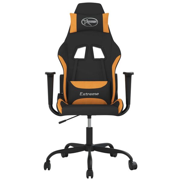 vidaXL Silla gaming tela negro y naranja