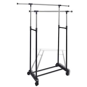 vidaXL Perchero ajustable para ropa 4 ruedas 2 barras