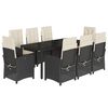 vidaXL Set de comedor de jard&iacute;n 9 pzas y cojines rat&aacute;n sint&eacute;tico negro