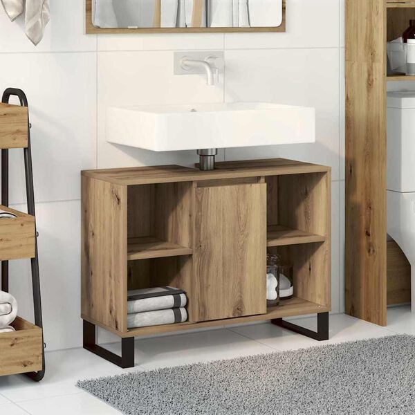 vidaXL Gabinete de Baño con estante Roble artesanal 80 x 33 x 60 cm