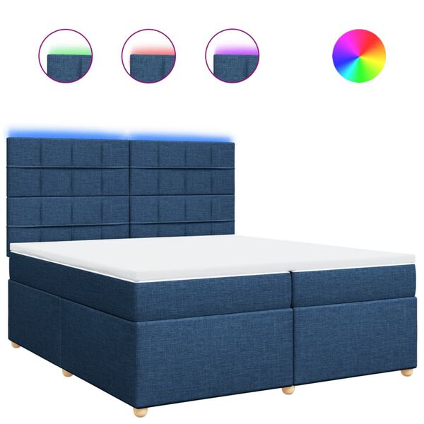vidaXL Cama box spring con colch&oacute;n tela azul 200x200 cm