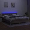 vidaXL Cama box spring con colch&oacute;n LED tela gris taupe 180x200 cm