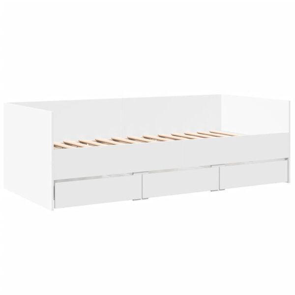 vidaXL Sofá cama con cajones sin colchón blanco 90x190 cm