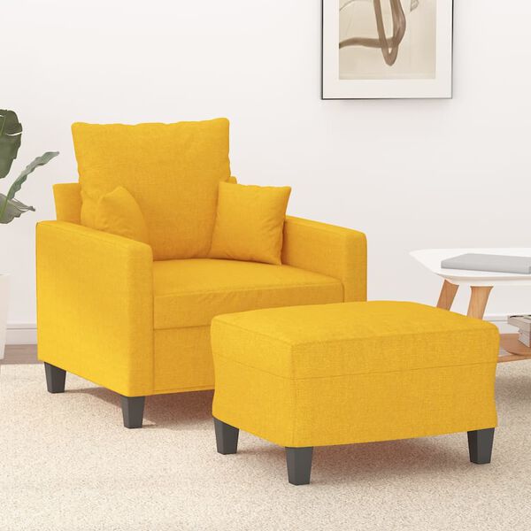 vidaXL Sill&oacute;n con taburete tela amarillo claro 60 cm