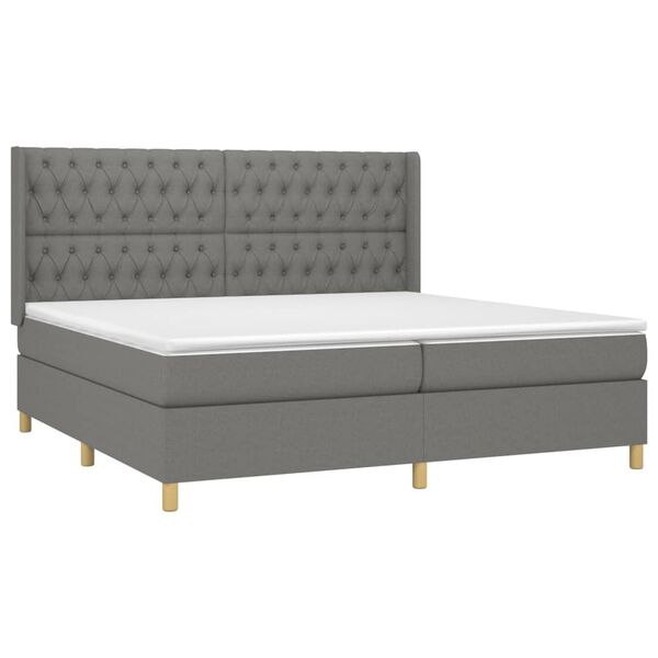 vidaXL Cama box spring colch&oacute;n y luces LED tela gris claro 200x200 cm