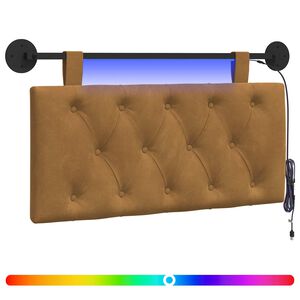 vidaXL Cabecero colgante Con luz LED Marr&oacute;n Terciopelo