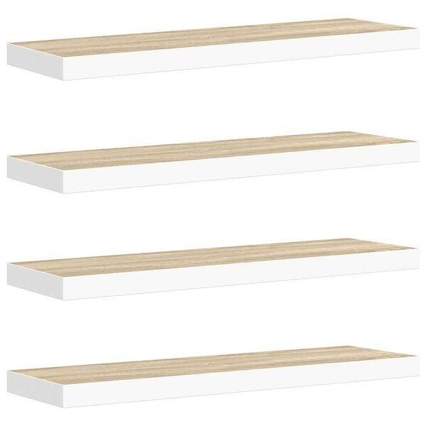 vidaXL Estante flotante pared 4 uds MDF roble y blanco 80x23,5x3,8 cm