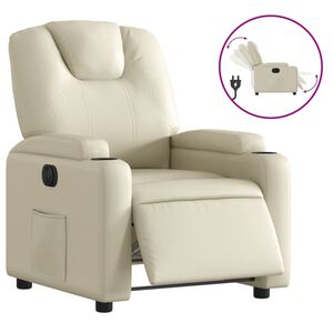vidaXL Sill&oacute;n reclinable el&eacute;ctrico de cuero sint&eacute;tico crema