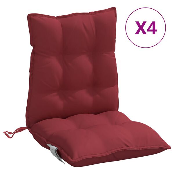 vidaXL Cojines para silla respaldo bajo 4 uds tela Oxford rojo tinto