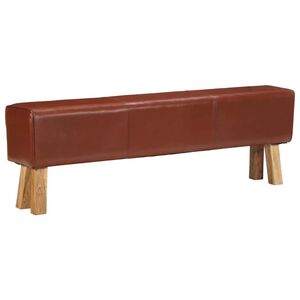 vidaXL Banco potro gimnasio cuero y madera acacia maciza marr&oacute;n 160 cm