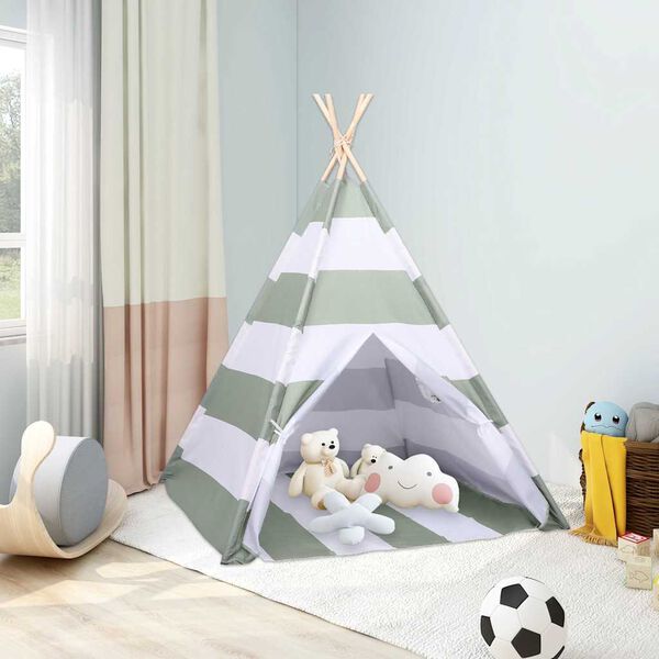 vidaXL Tienda para niños Rayado Gris y blanco 120 x 120 x 150 cm