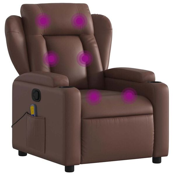 vidaXL Sill&oacute;n de masaje reclinable cuero sint&eacute;tico marr&oacute;n