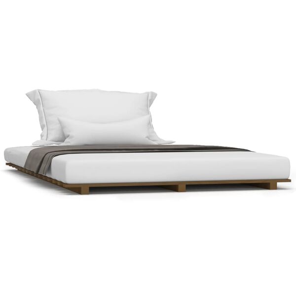 vidaXL Estructura de cama madera maciza pino marr&oacute;n miel 140x190 cm