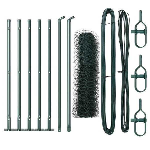 vidaXL Poste de Valla Verde 10 x 0,5 m (malla de 50 mm) Acero y PVC