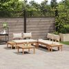 vidaXL Conjunto de Bancos de Jardín con cojín 3 pcs Marrón y crema