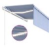 vidaXL Toldo autom&aacute;tico persiana LED sensor viento azul blanco 3x2,5 m