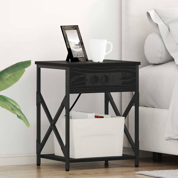 vidaXL Armario de Noche 2 pcs Roble Negro 41 x 31 x 51 cm