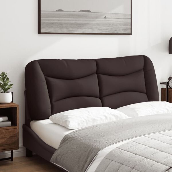 vidaXL Cabecero de cama acolchado Hvar tela marr&oacute;n oscuro 120 cm