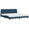 vidaXL Cama con colch&oacute;n terciopelo azul oscuro 200x200 cm