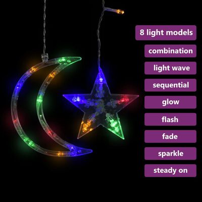 vidaXL Luces de hadas estrellas y lunas 138 LED colorido