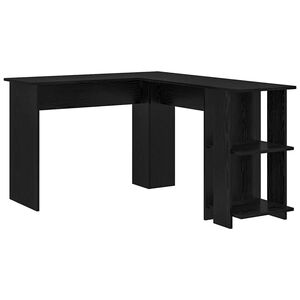 vidaXL Escritorio de Esquina Roble Negro Madera de ingenier&iacute;a