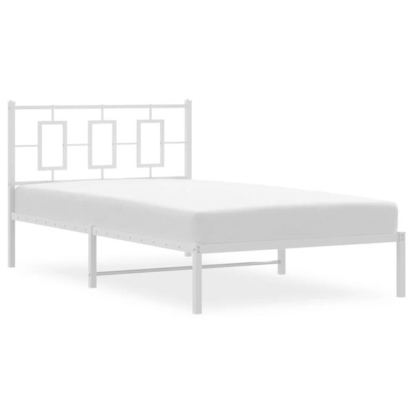 vidaXL Estructura cama sin colch&oacute;n con cabecero metal blanco 107x203cm