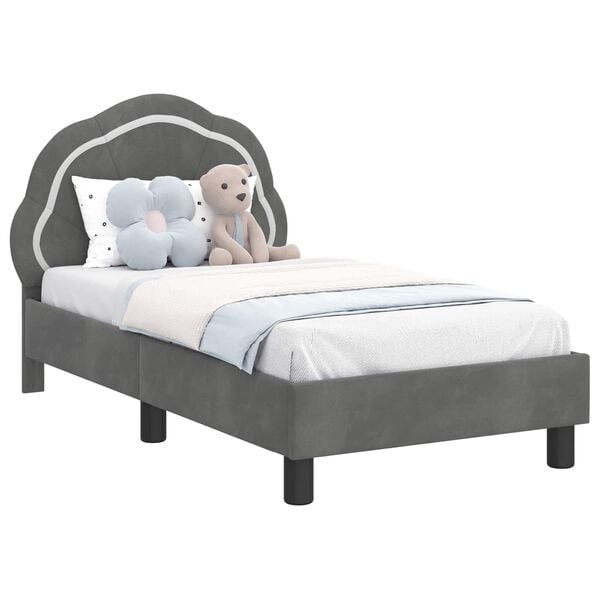vidaXL Estructura de cama para niños pequeños con cabecera Gris oscuro