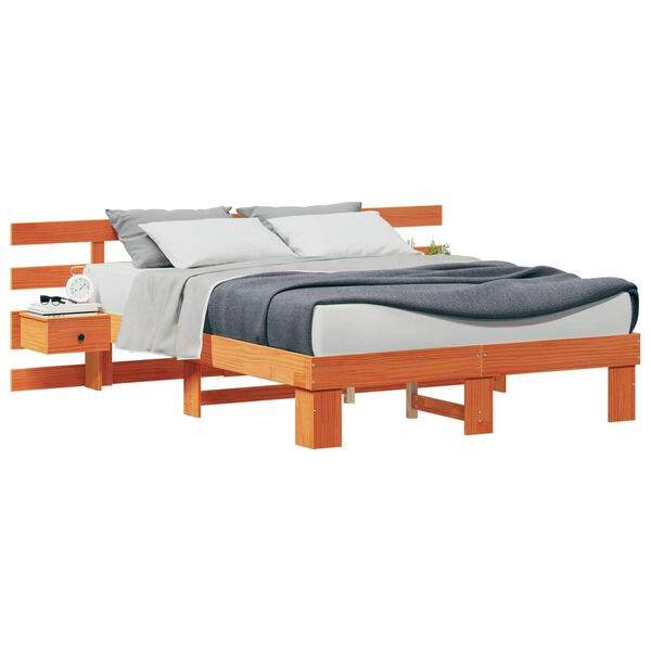 vidaXL Estructura de cama Marr&oacute;n 150 x 200 cm Madera de pino macizo