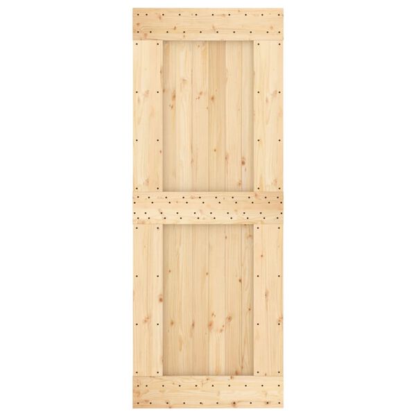 vidaXL Puerta corredera con herrajes madera maciza de pino 80x210 cm