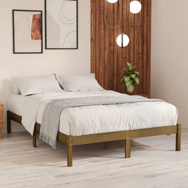 vidaXL Estructura cama sin colch&oacute;n madera maciza marr&oacute;n miel 200x200cm